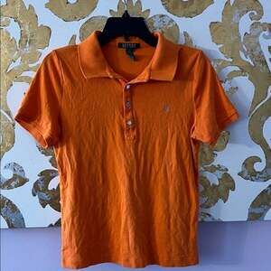 Lauren‎ Ralph Lauren Size Large Orange Collared Short Sleeve Polo